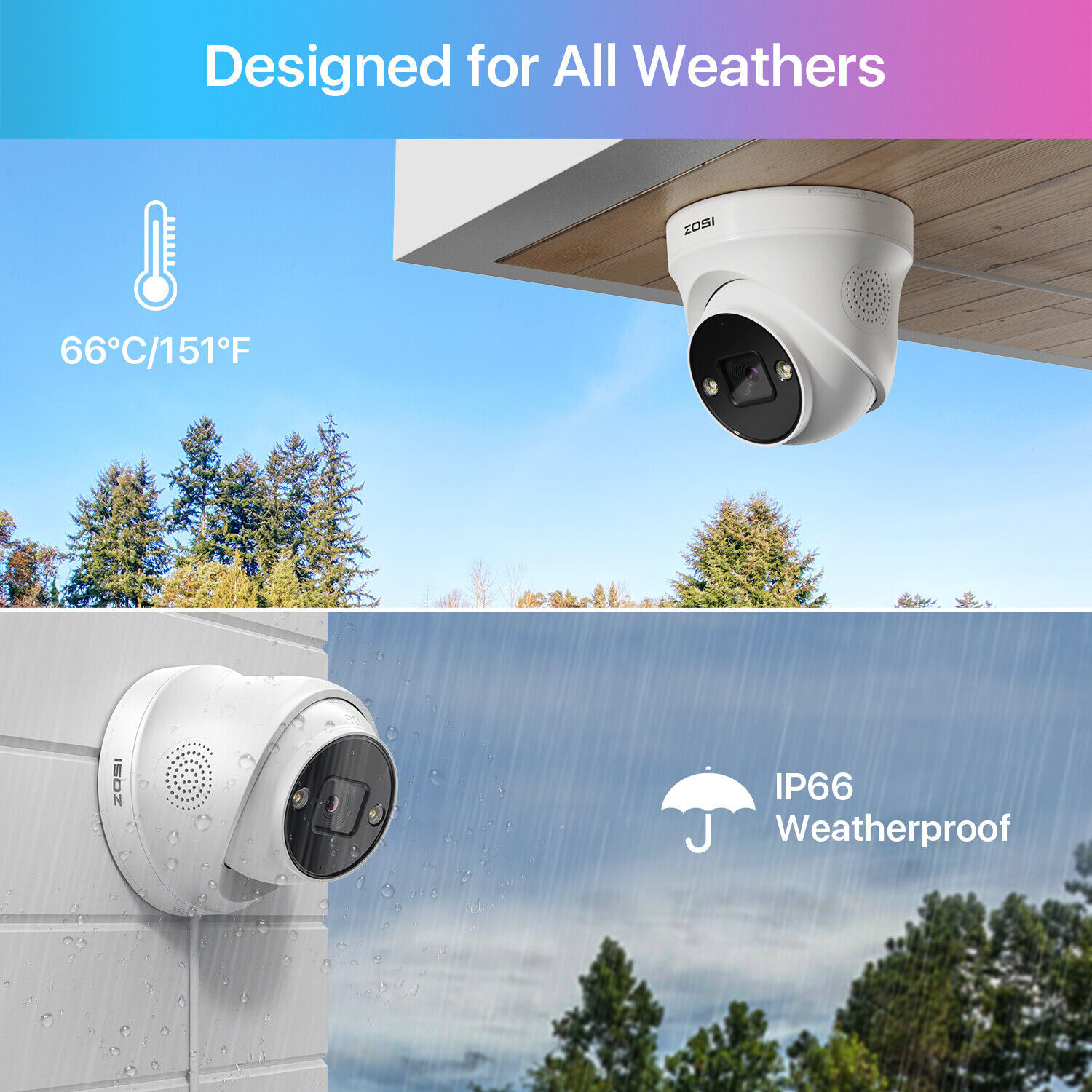 ZOSI 8MP PoE IP Security Camera Add-on 2-Way Audio Alert IP66 Home Outdoor