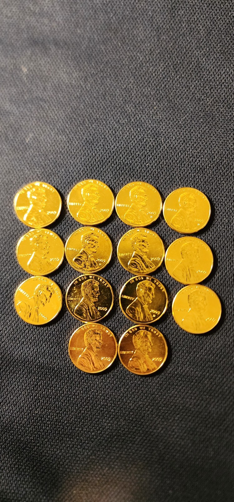 2009 14 Uncirculated 24K Gold LINCOLN FORMATIVE YEARS U.S. Pennies (Lot of 14)