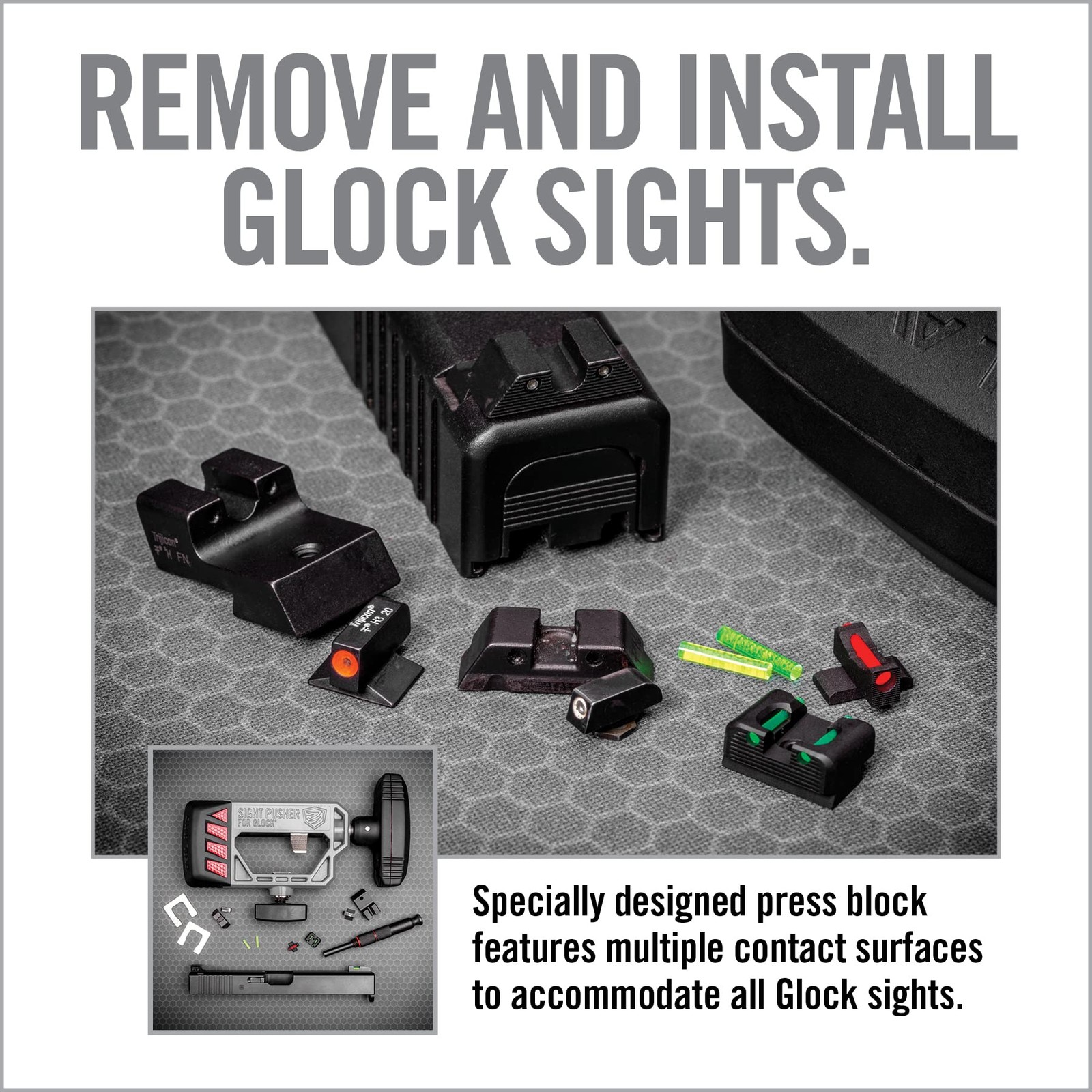 Real Avid Universal Glock Sight Pusher Tool - Front & Rear Dovetail Installation