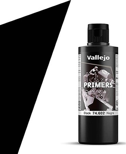 Vallejo Black Primer 200ml Bottle - Hobby and Model Paint Supply - #74602