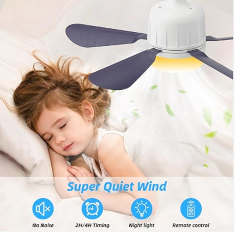Socket Ceiling Fan Light with Remote: Ceiling Fans with Lights APP Control 3-Spe