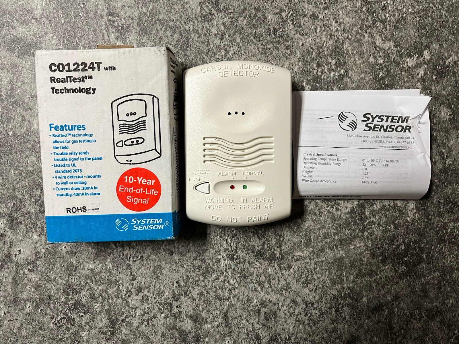 System Sensor CO1224T With Real Test Technology