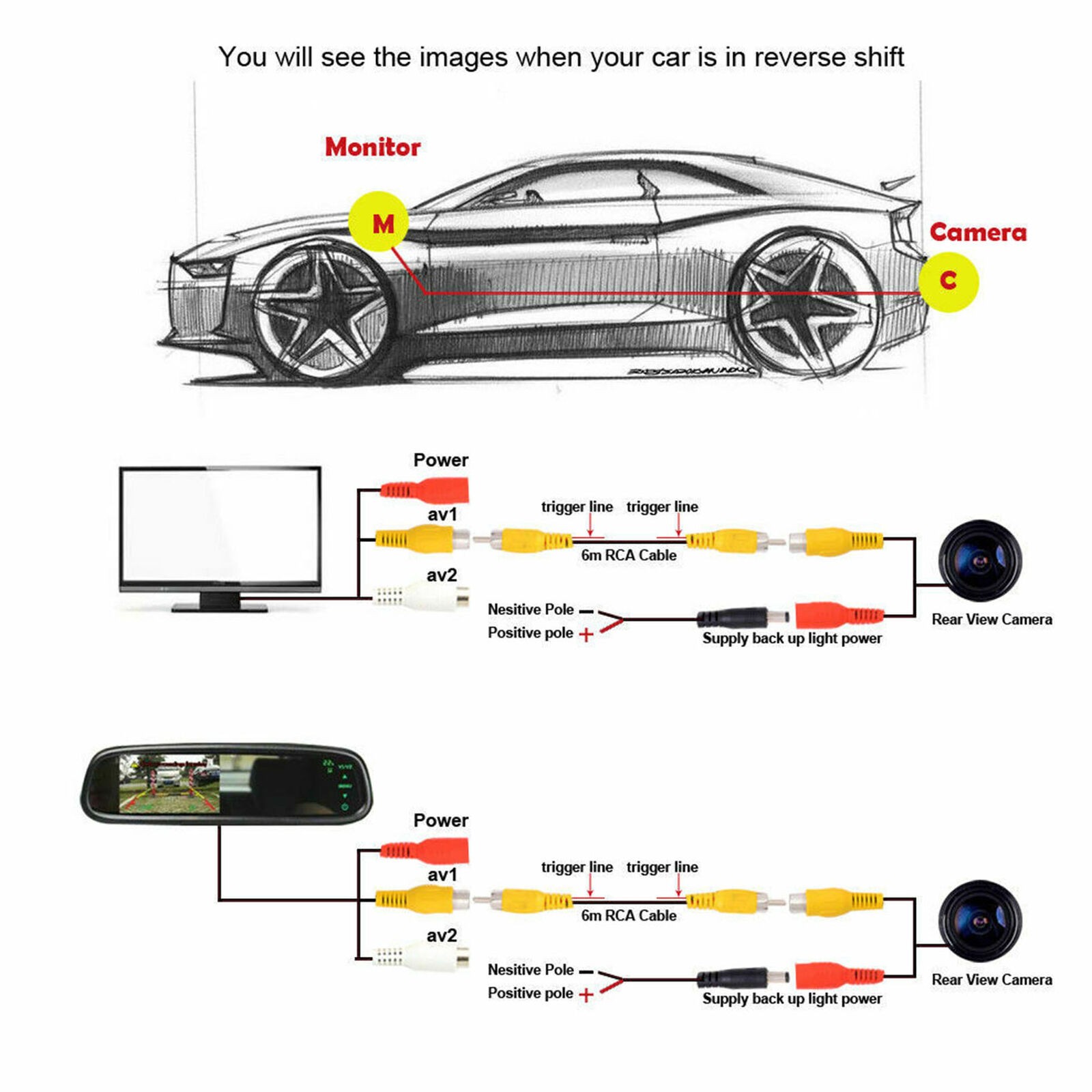 New Rear View Reverse Backup Camera Night Vision For VW Jetta Passat CC Lacrosse