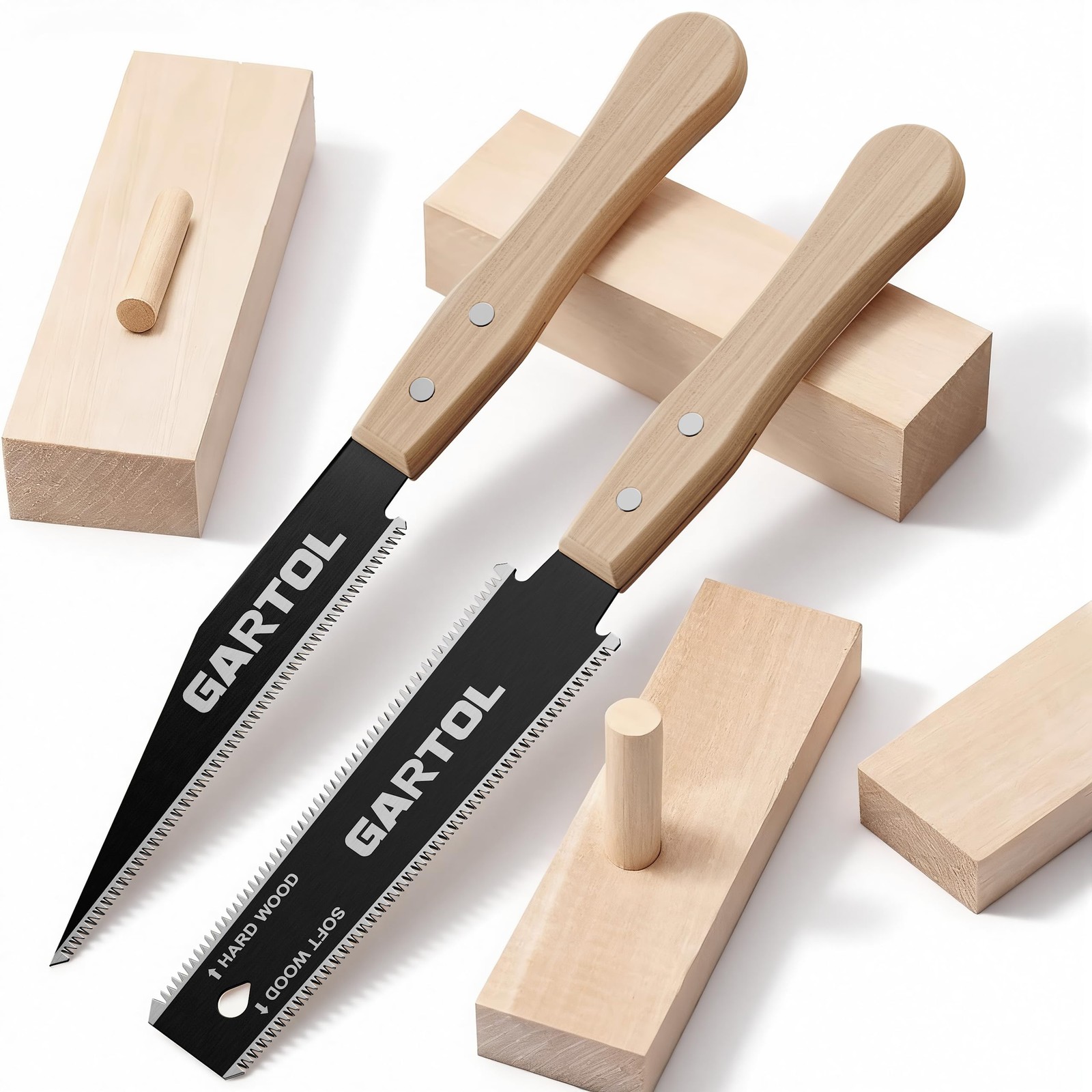 GARTOL Hand Saw for Wood Cutting, 2-Piece Japanese Pull Medium, Black