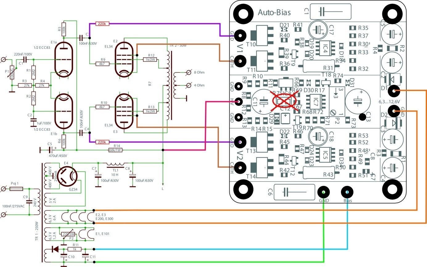 Auto Bias Module for 8 tubes (one PCB to control 8 power tubes)