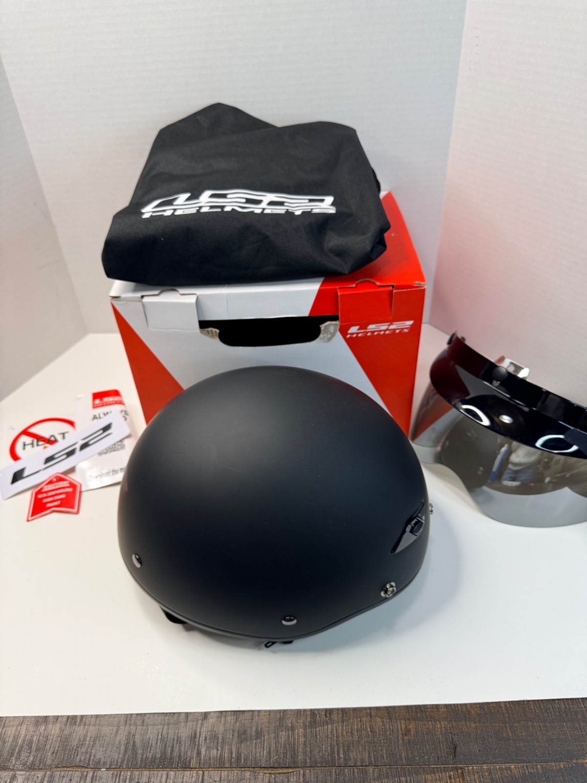 LS2 Bagger Half Helmet Matte Black XS w/ Bag & Visor — Open Box
