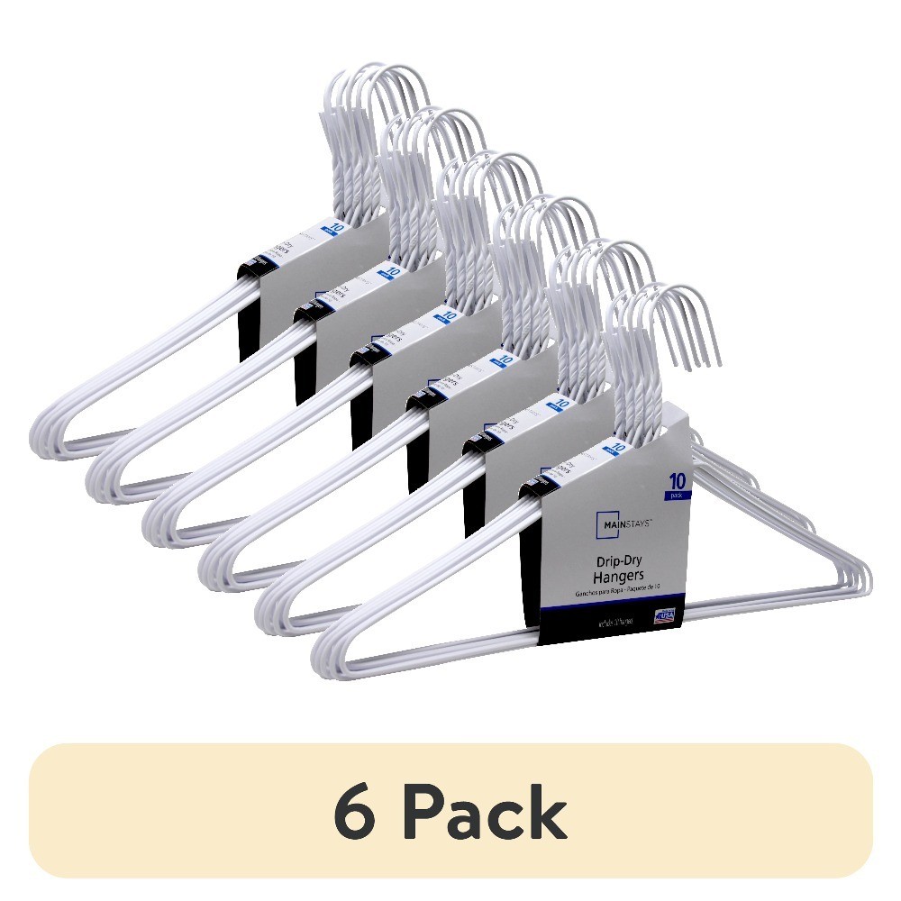 Drip Dry Plastic Coated Wire Clothing Hangers for Adults 10 Pack White
