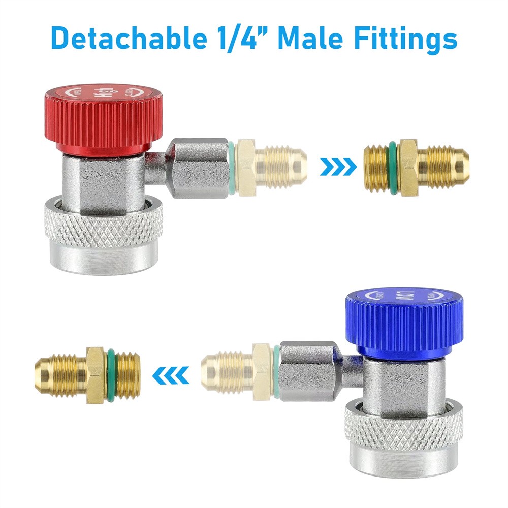 For adjustable car high low pressure R134A quick connect adapter with 2 flares