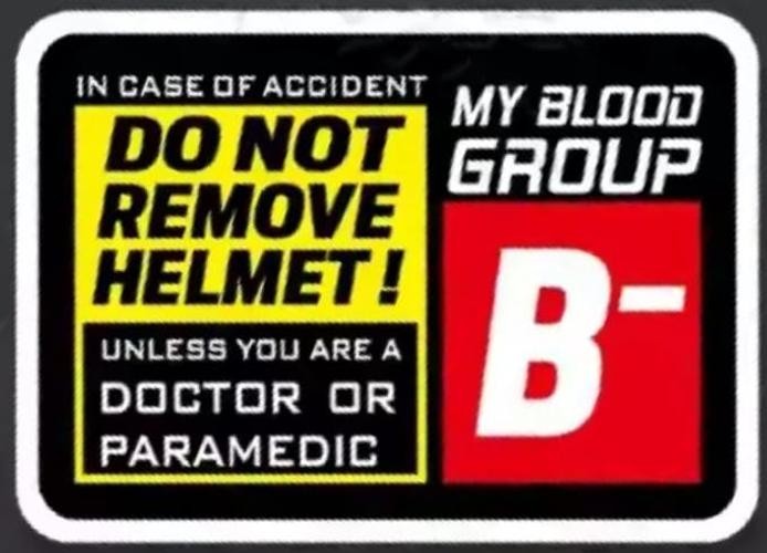 2 Pieces Do Not Remove Helmet, Blood Type Sticker Motorbike Sticker Warning