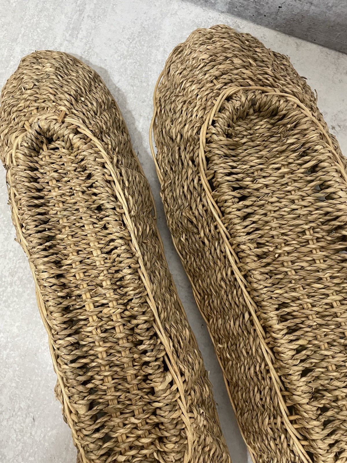 Woven Seagrass Bread or Fruit Skinny Long Tabletop Basket- Lot Of 2 Never Used