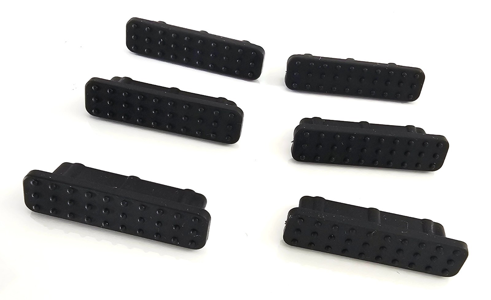 Black Rubber Insert Plugs, Set of 6, Textured Anti-Slip End Caps, Furniture