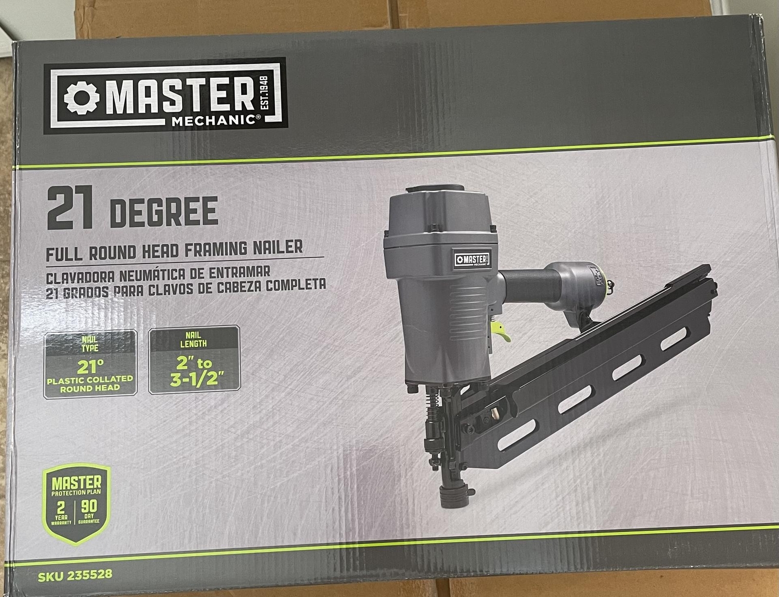 Master Mechanic MMFR2190 Framing Nailer Full Head 21-Degree