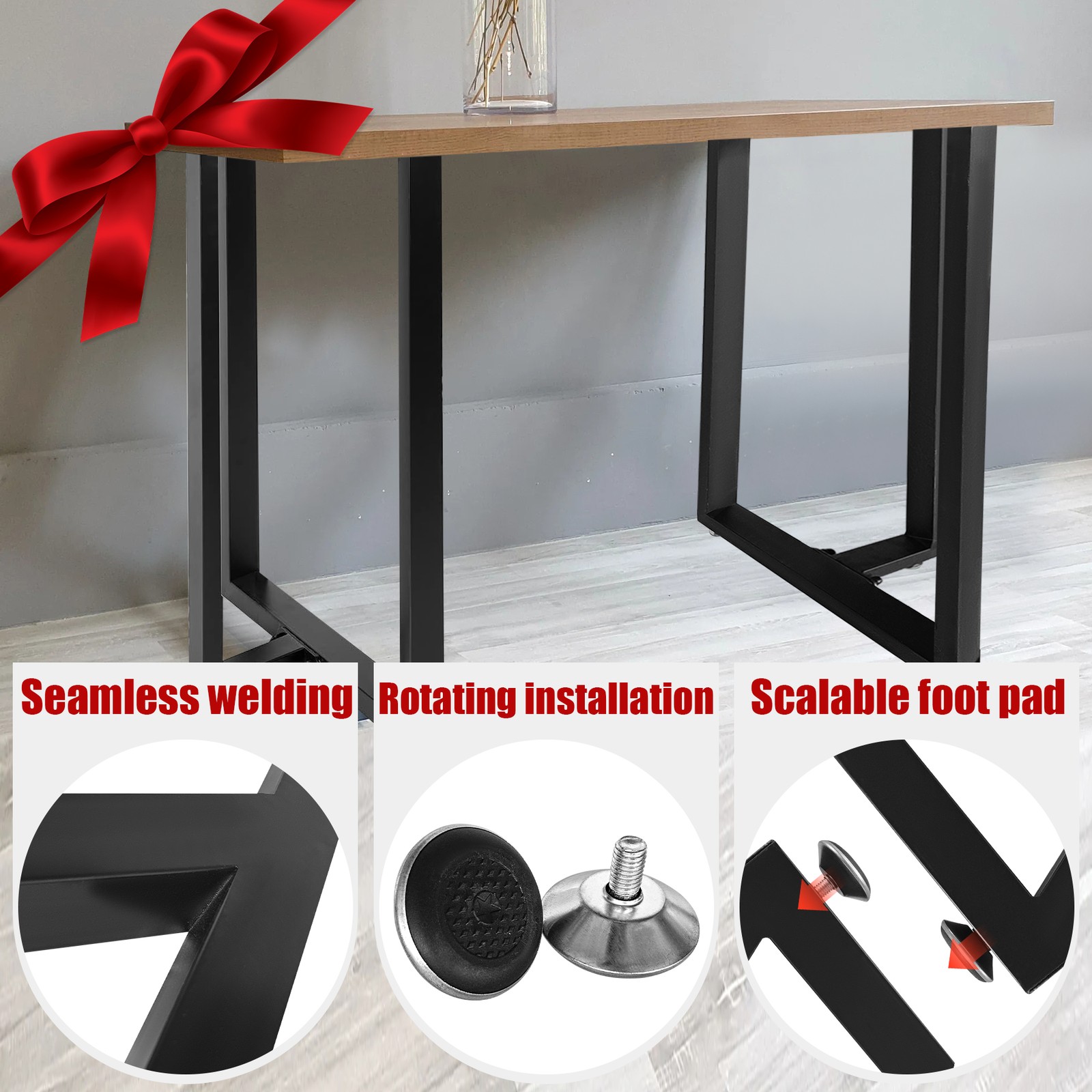 28" x 24" Heavy Duty T-Shape Table and Desk Legs for Industrial Furniture