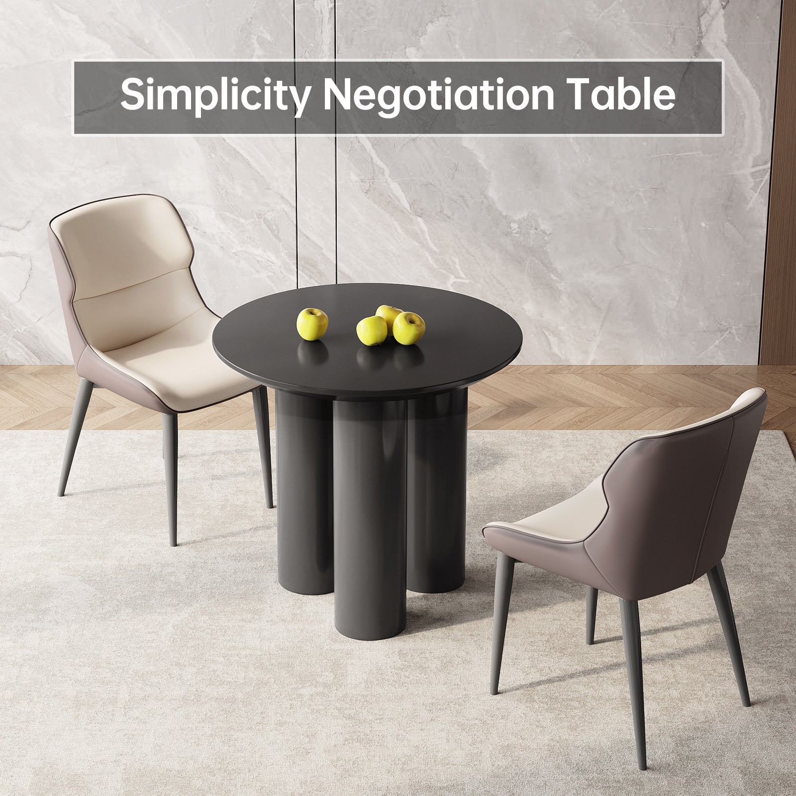 30" Round Dining Table Black Modern Kitchen Table Small Dining Room Table for 2