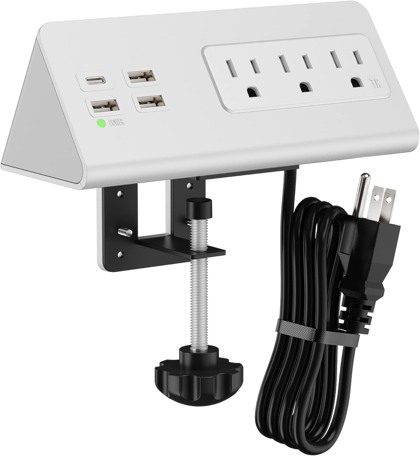 Nightstand Edge Mount Power Strip with USB-C Ports Tabletop Surge Protector D