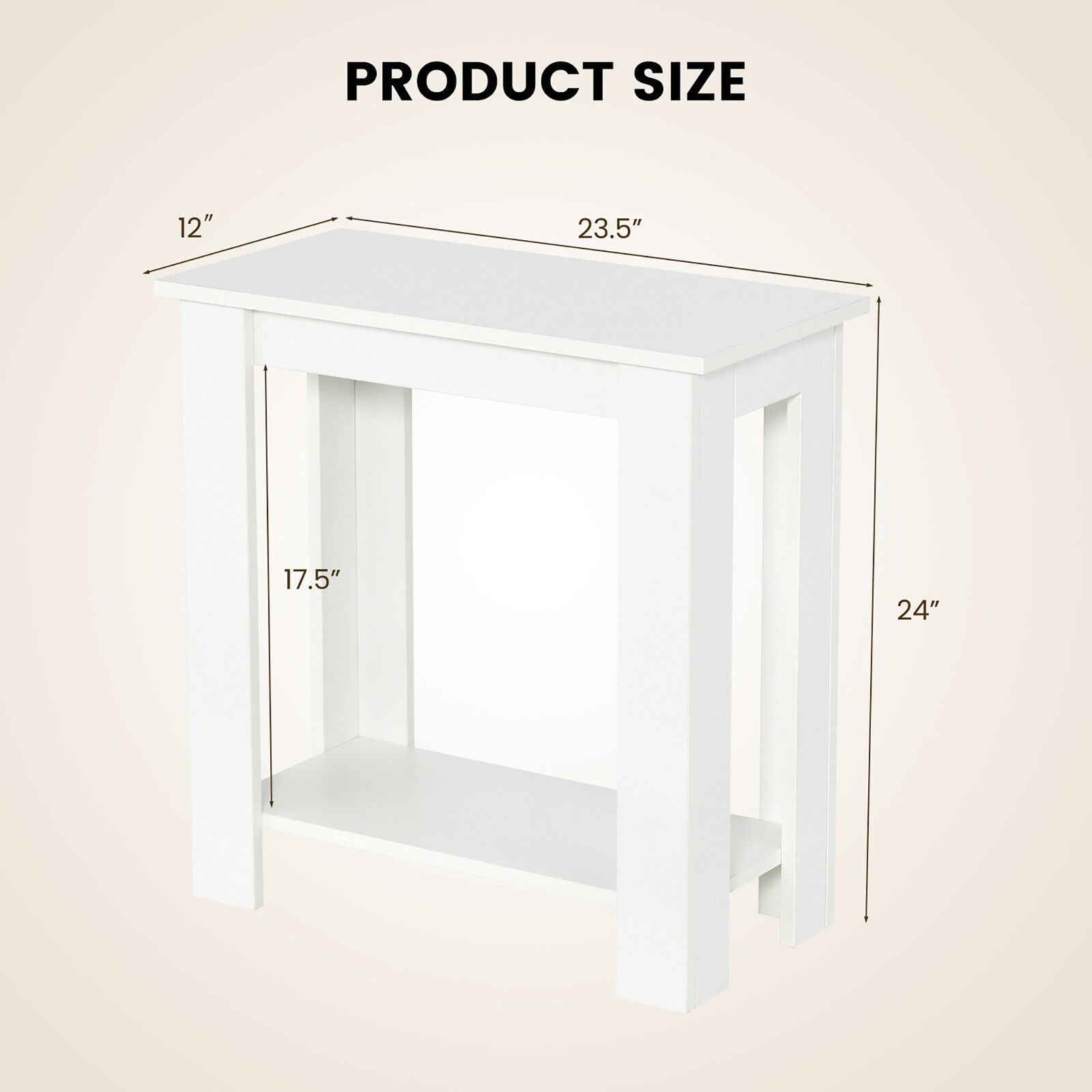 2-Tier End Table Modern Sofa Bedside Table Compact Nightstand with Storage Shelf