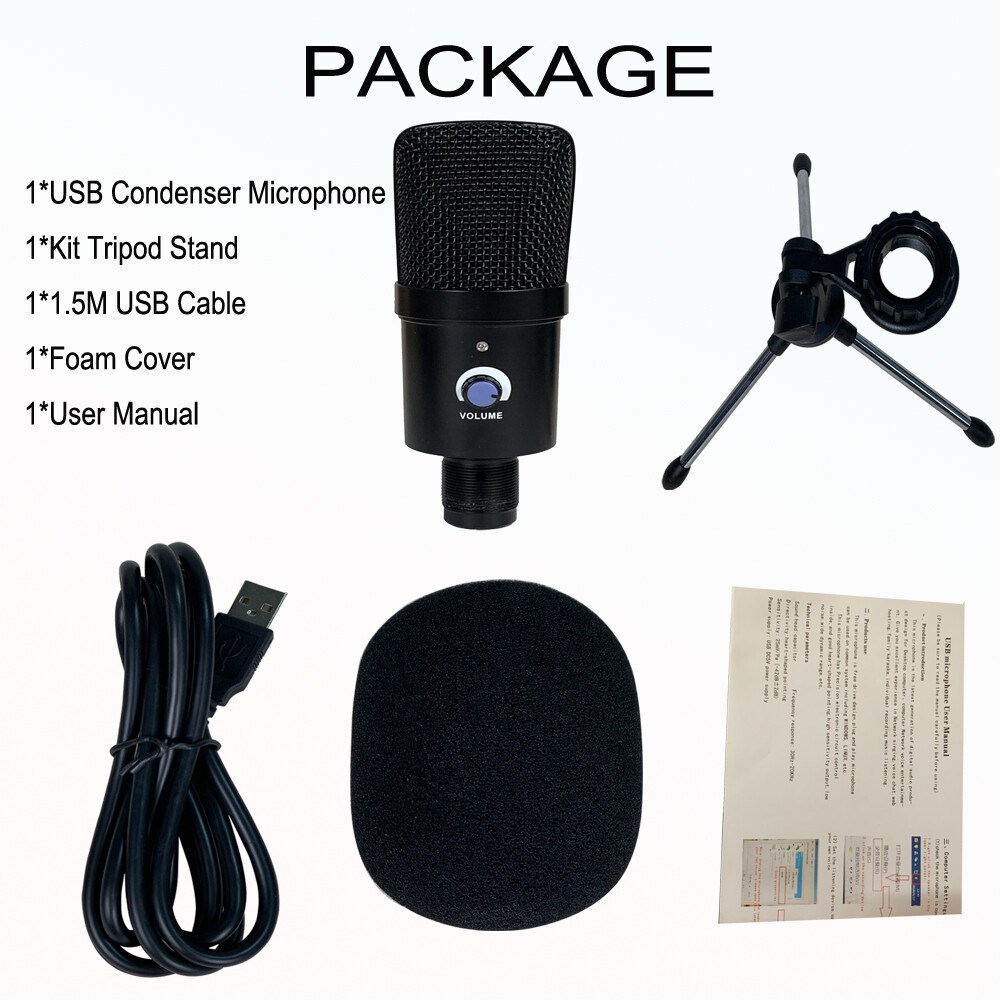 USB Cardioid PC Microphone Condenser Mic Kit Complete Set Studio Recording Mic