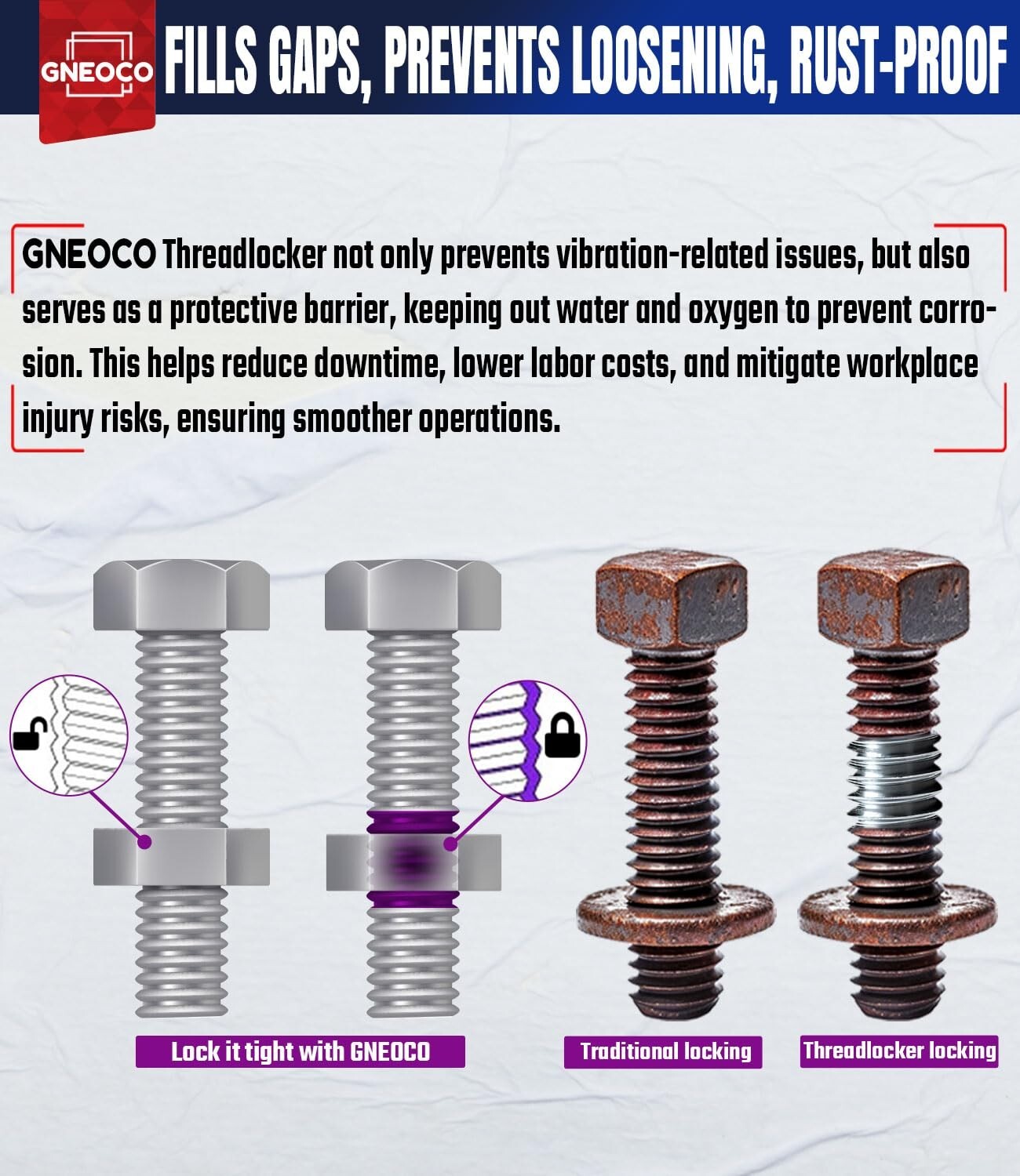 🧴Purple Low Strength Threadlocker L222 |50mL| Lock Tight for Nuts, Bolts,Metals