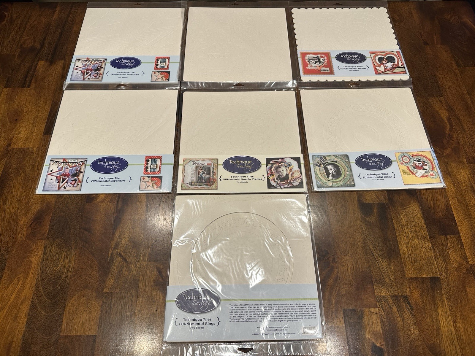 Technique Tuesdays FUNdamental Tiles Lot 14 total sheets Stars Hearts Rings etc.