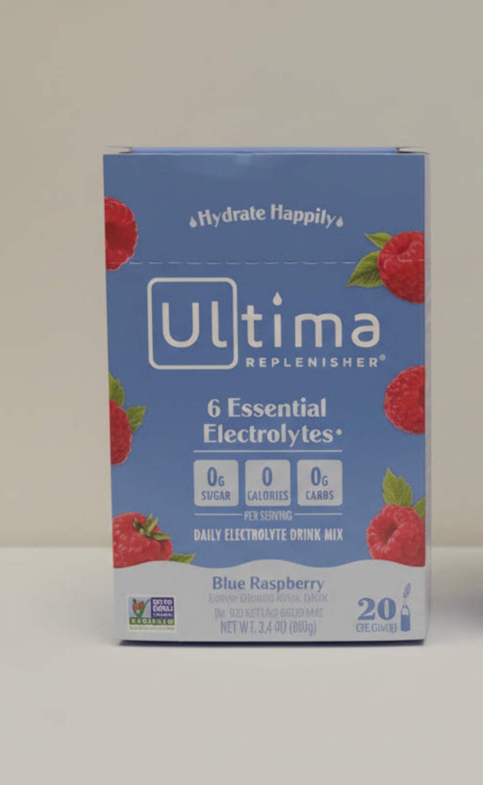 2x 9/26 Ultima Replenisher Electrolyte Hydration Drink Mix, Blue Raspberry, 20 S