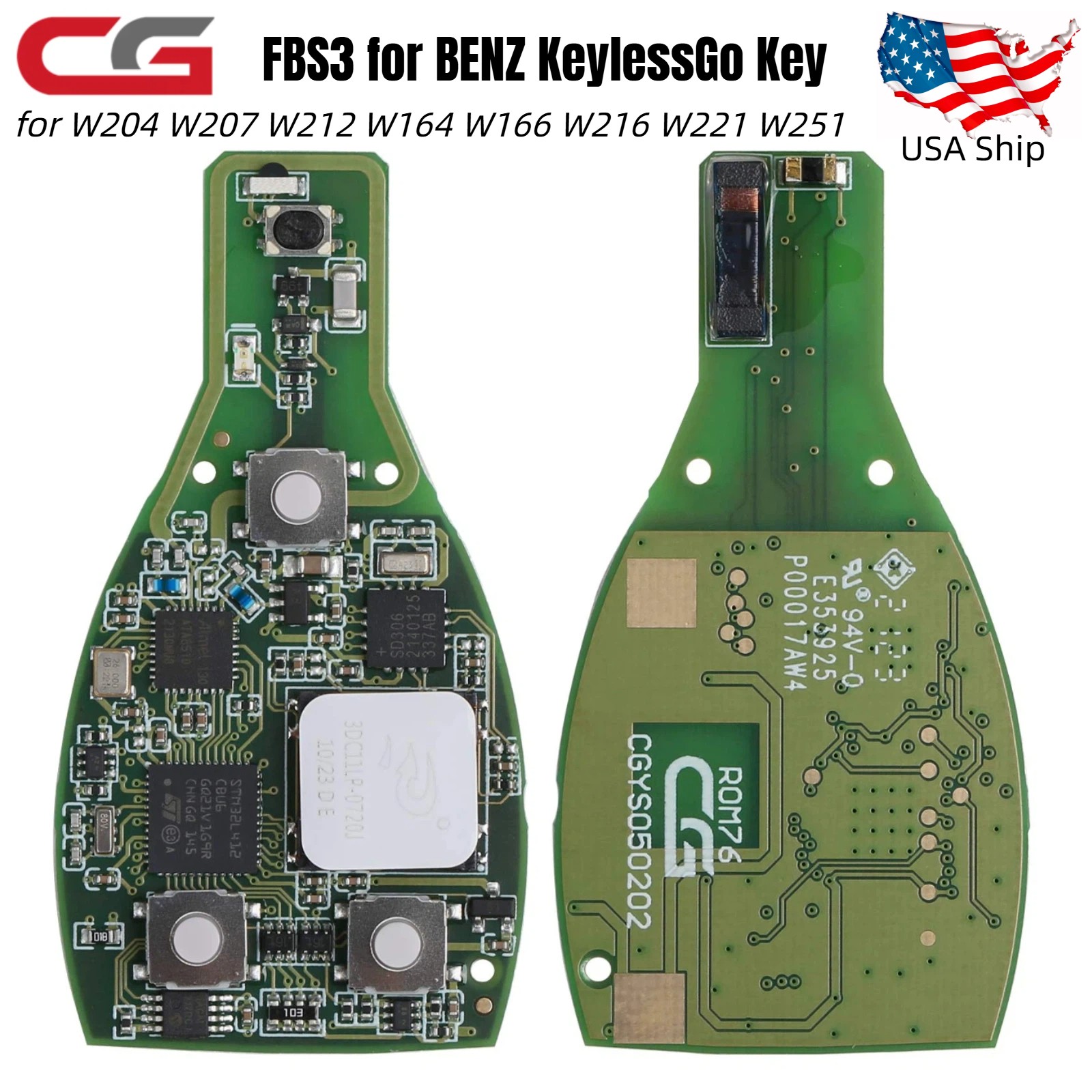 Original CG MB FBS3 BGA for BENZ KeylessGo Key 315/433MHZ for W204 W207 W212