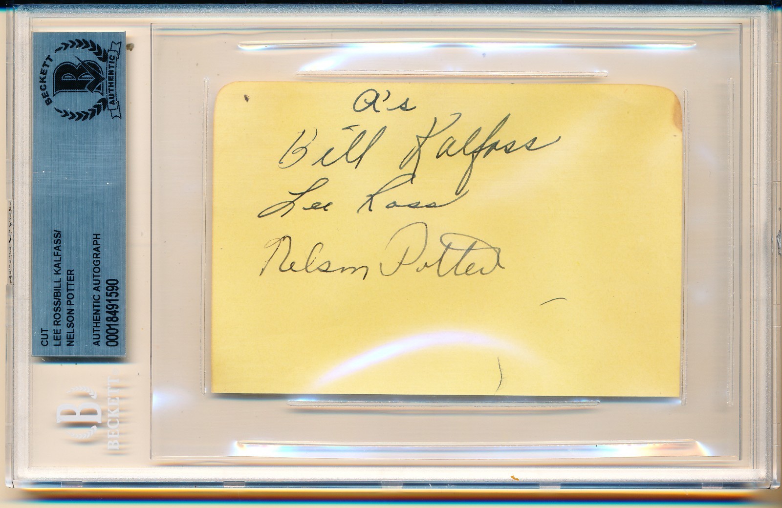 1937 BILL KALFASS Baseball RARE Autograph, Died 1968 Beckett