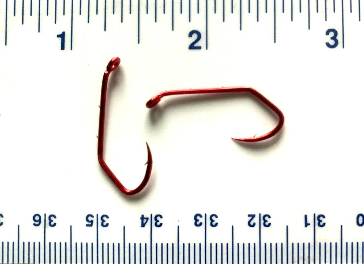100 Matzuo 140060 Red Chrome Sickle Baitholder Fish Hooks size 2