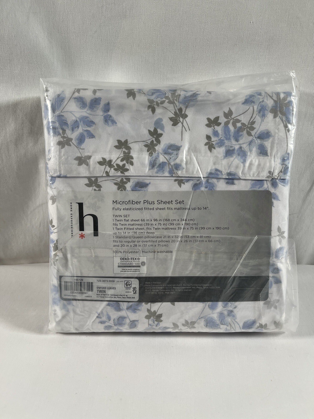 NEW Microfiber Sheet Set Twin Home Expressions Oxford Leaves