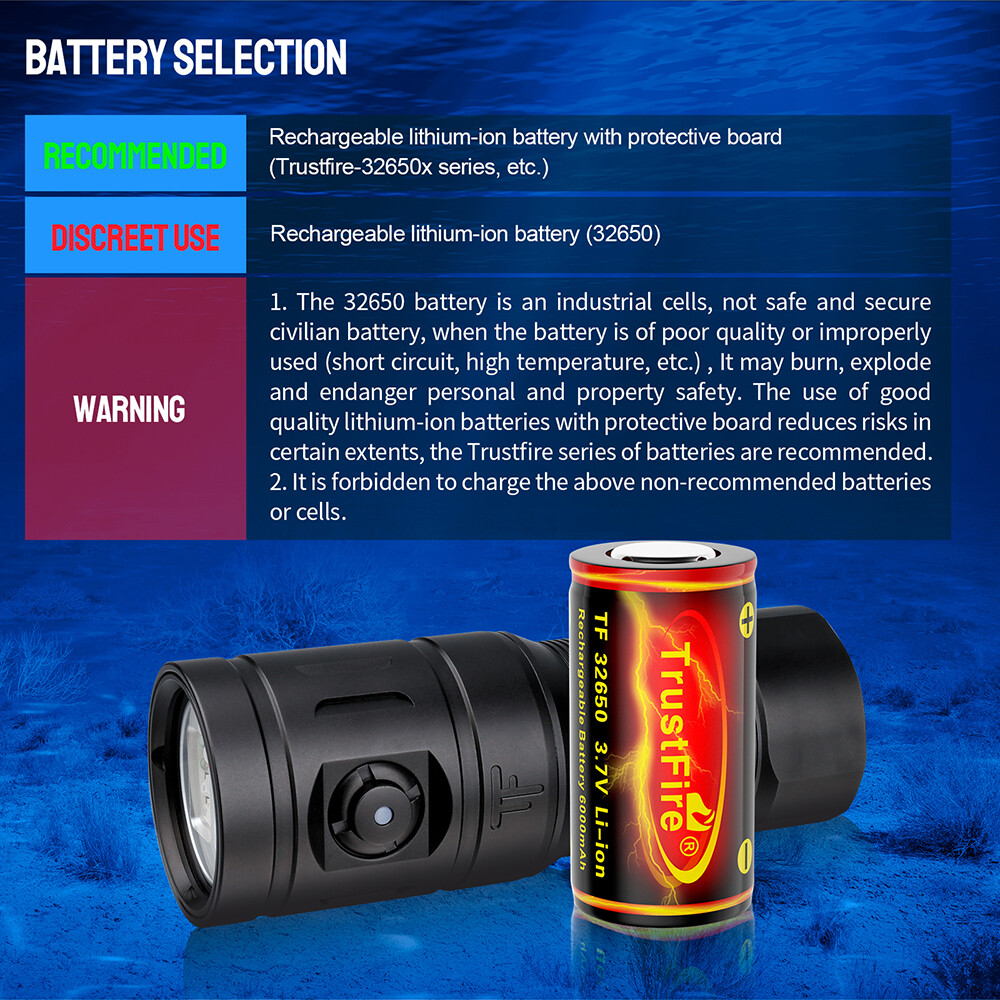 Trustfire 2350LM led Diving Light Scuba Flashlight 100M Waterproof Diving Torch