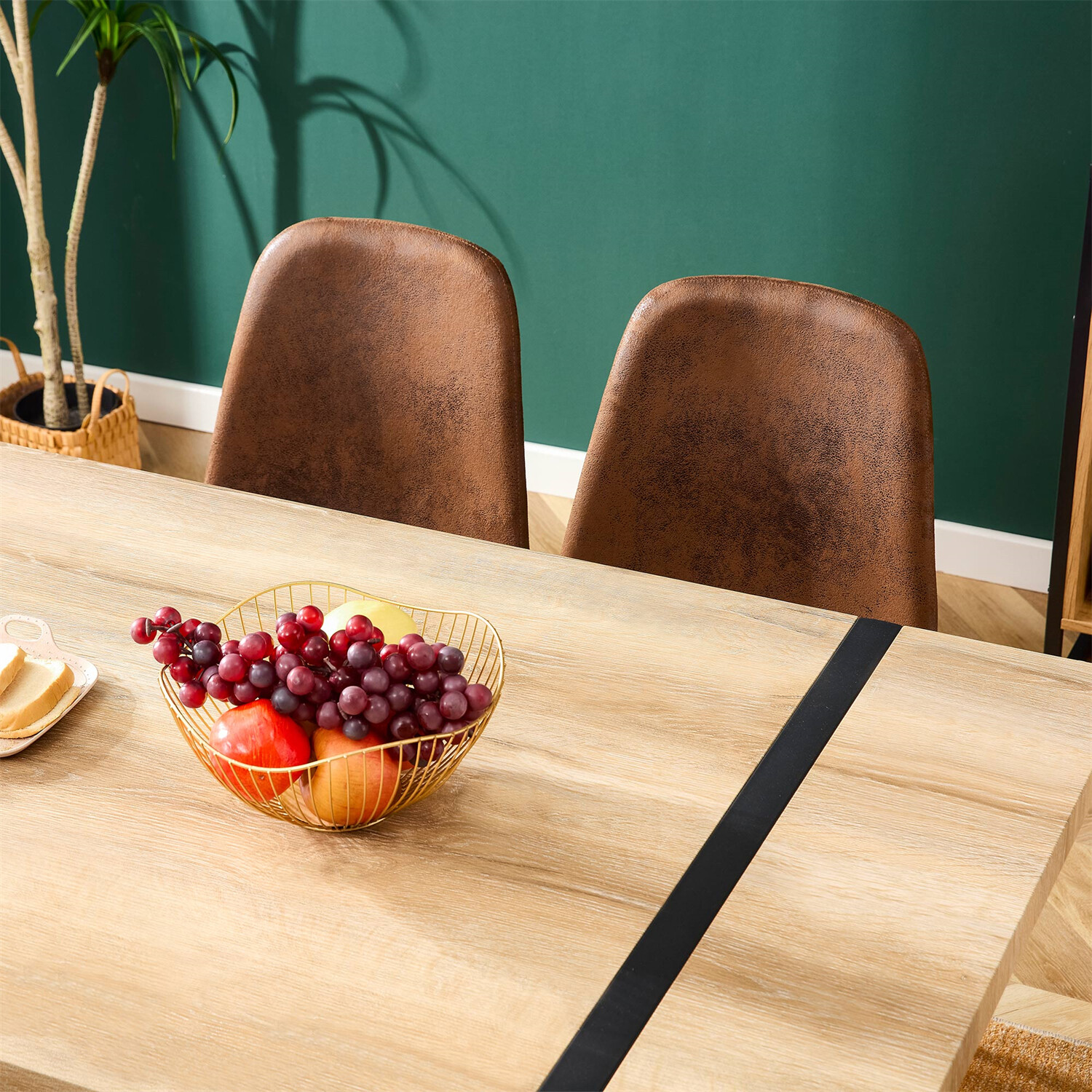 Dining Table Wood Table Kitchen Rectangular Table For 4-6 Person Rustic Brown