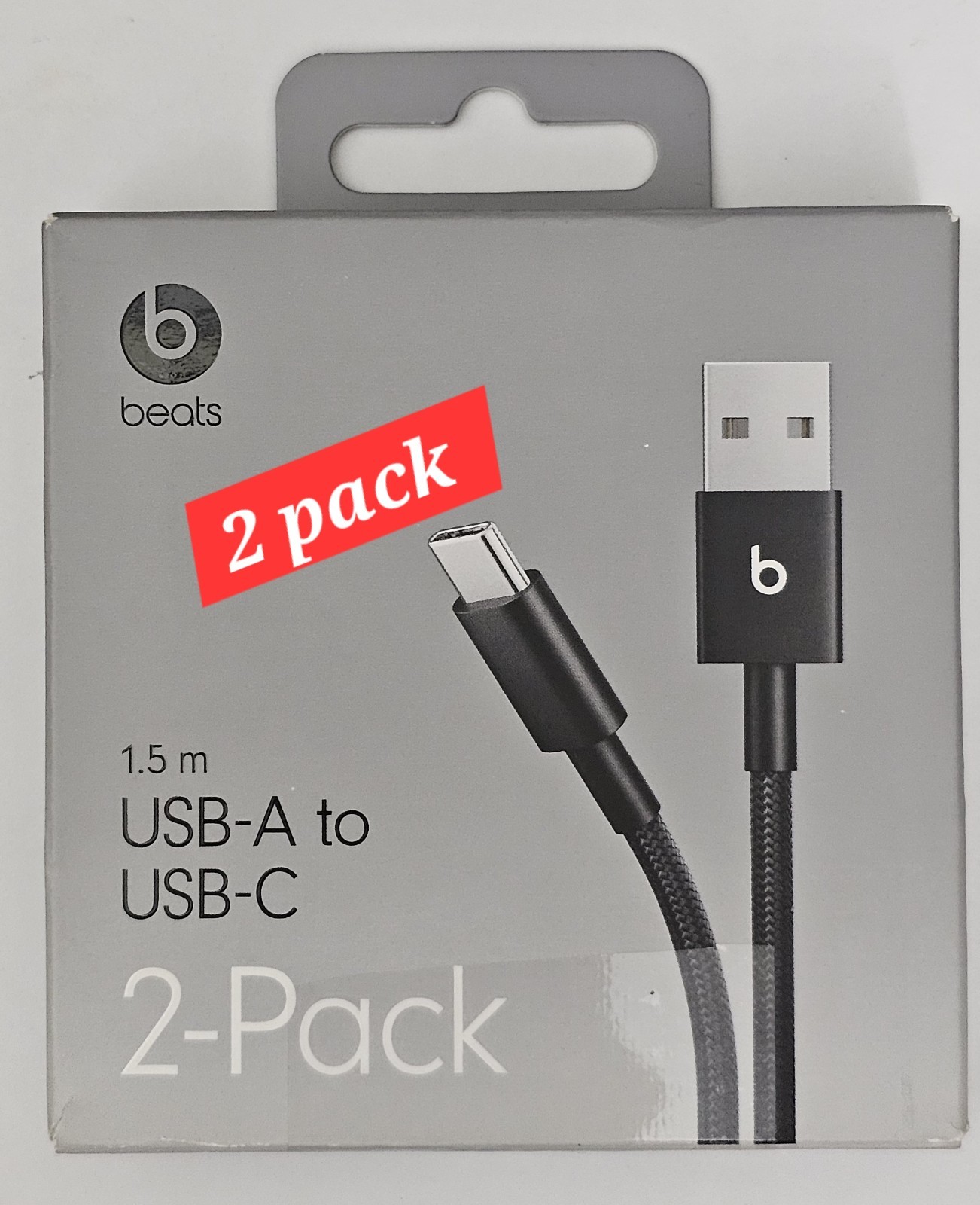 Beats 5' USB-A to USB-C Woven Cable  2 Pack - Bolt Black