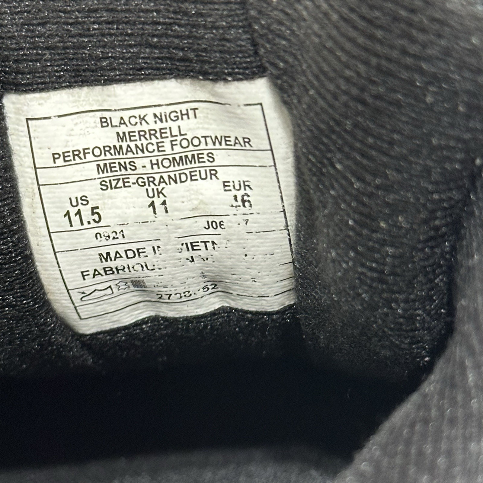 AMPUTEE left shoe only Merrell Moab 2 Ventilator Black Night men’s 11.5 Vibram