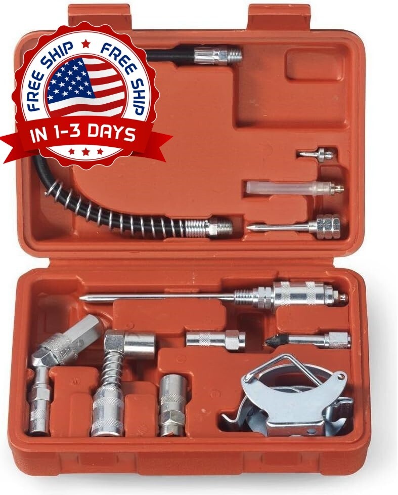 Kit de pistola de engrase multifunción y accesorios de lubricación Rojo US NUEVO