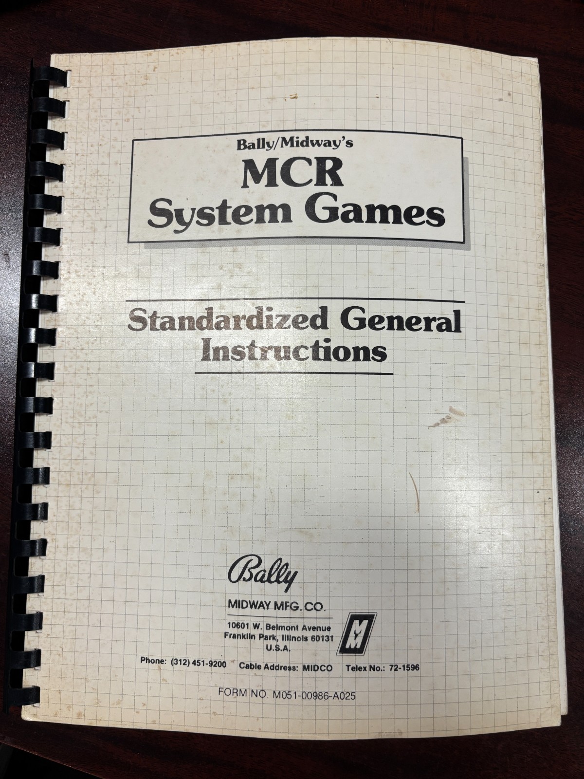 ORIGINAL-BALLY/MIDWAY-MCR SYSTEM GAMES-STANDARDIZED GENERAL INSTRUCTIONS