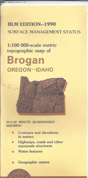 BLM 1:100,000 edition topographic map Brogan Oregon Idaho