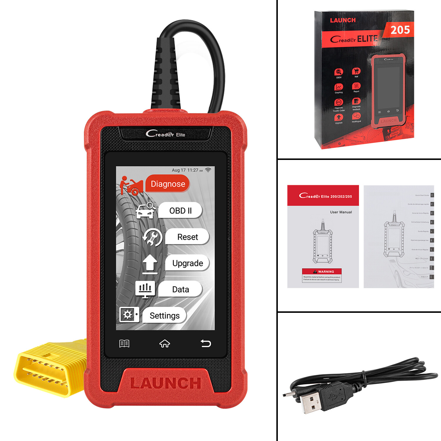 LAUNCH CRE205 OBD2 Scanner Car Diagnostic Tool Engine TCM ABS SRS Code Reader
