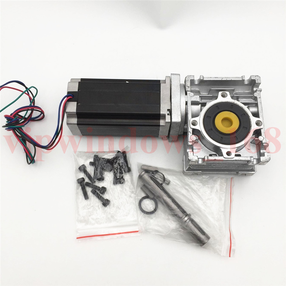 Nema23 2ph 54Nm Geared Stepper Motor L76mm 30:1 Worm Gearbox Speed Reducer