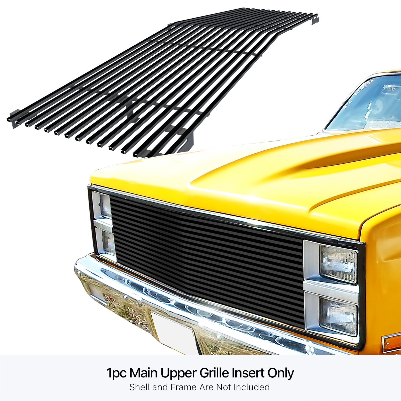 For 1981-87 Chevy C/K Pickup/Suburban/Blazer Upper Stainless Black Billet Grille