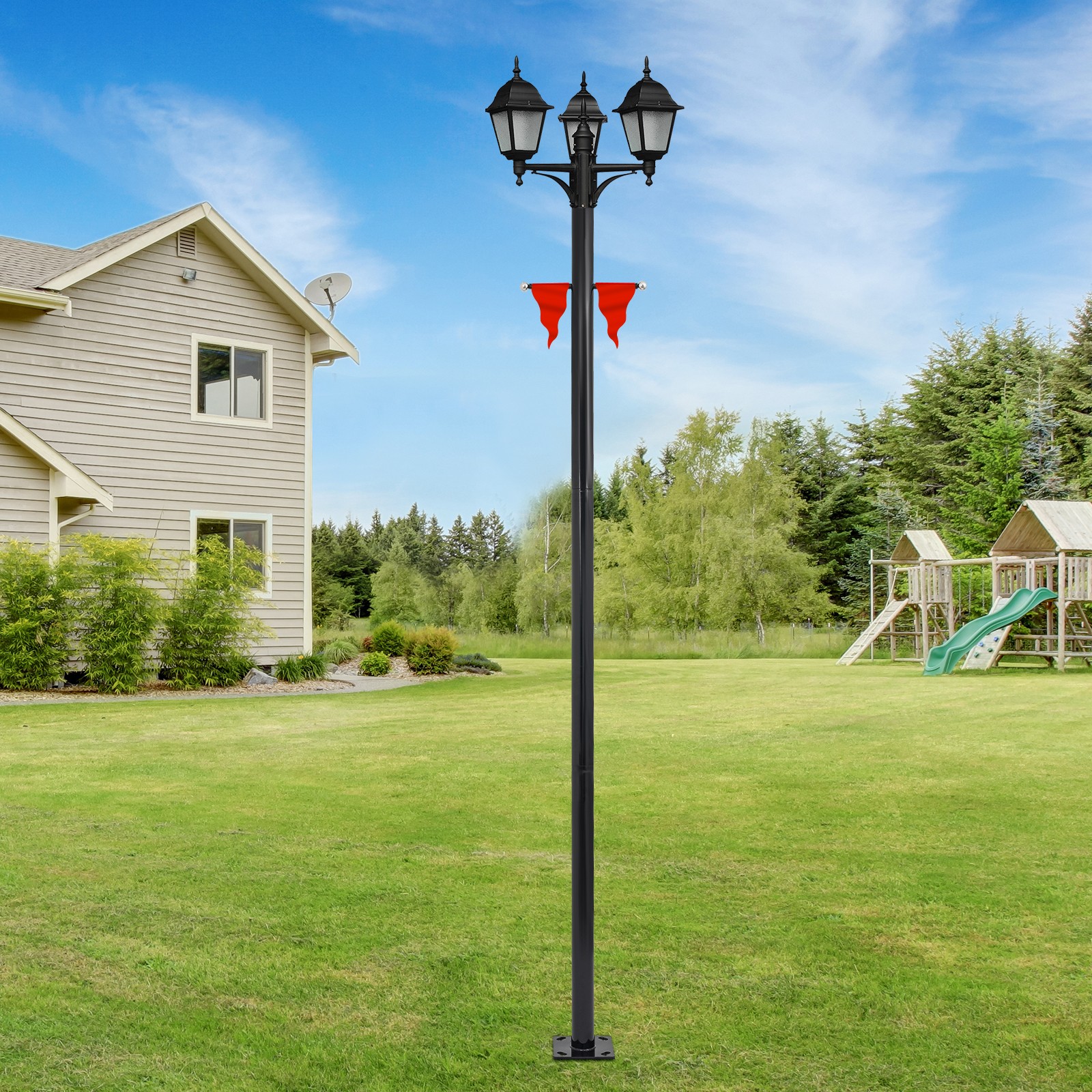 3m Split Street Light Pole,Outdoor Lamp Post for Driveway, Pathways, Front Yard