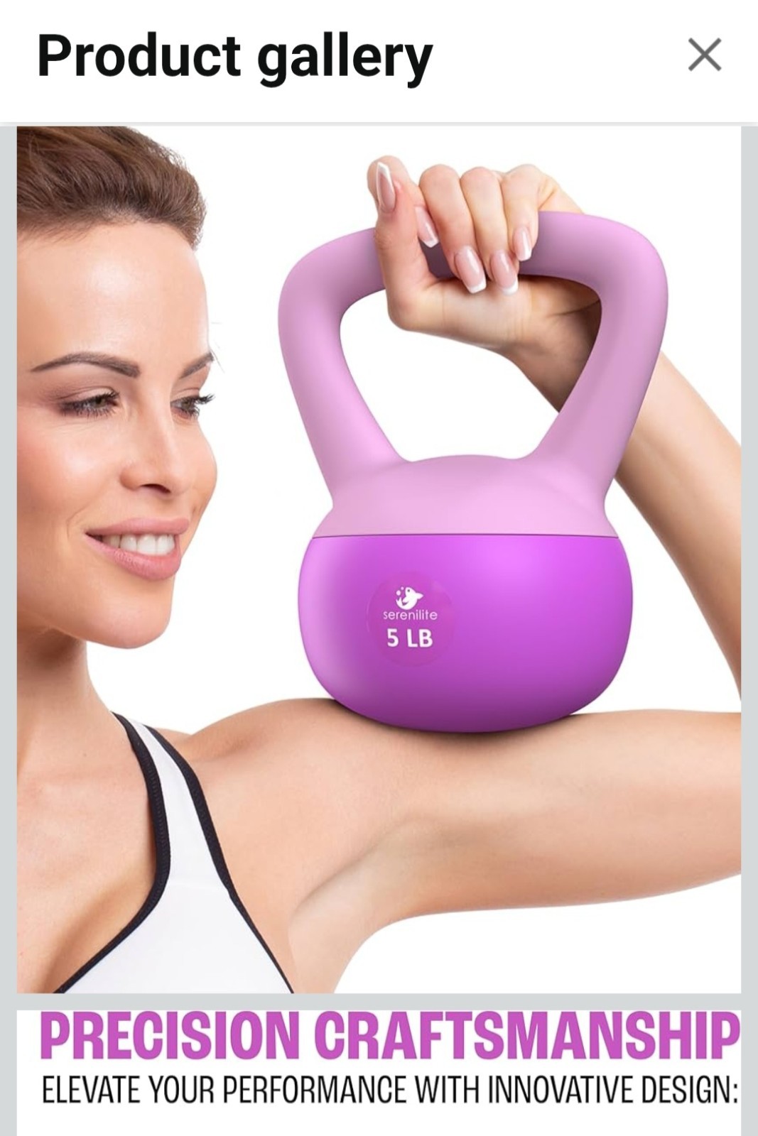 serenilite 5 LB Pink Purple Kettlebell PVC Soft Leather Iron Sand Smooth Handle