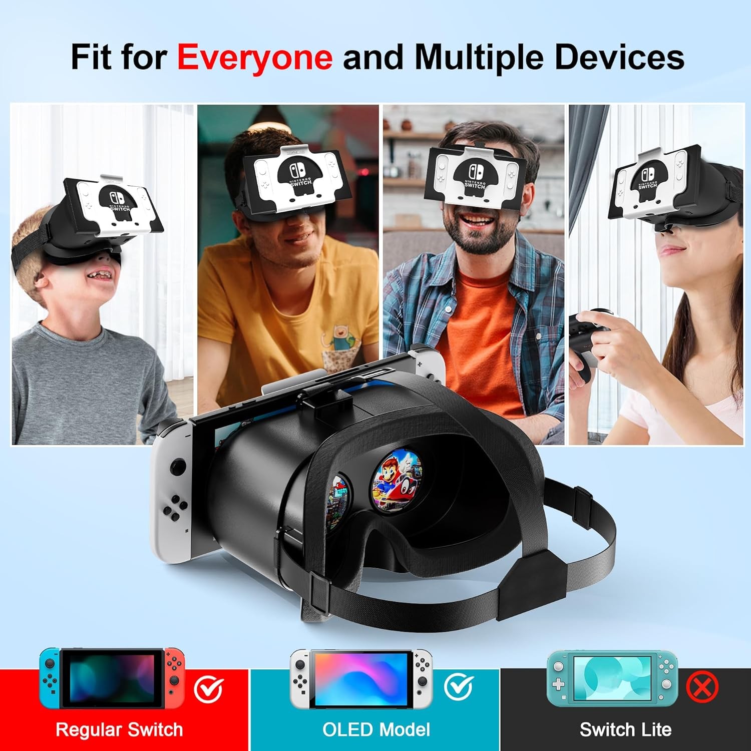 VR Headset for Nintendo Switch OLED Adjustable Lens HD Lightweight EVA Lycra
