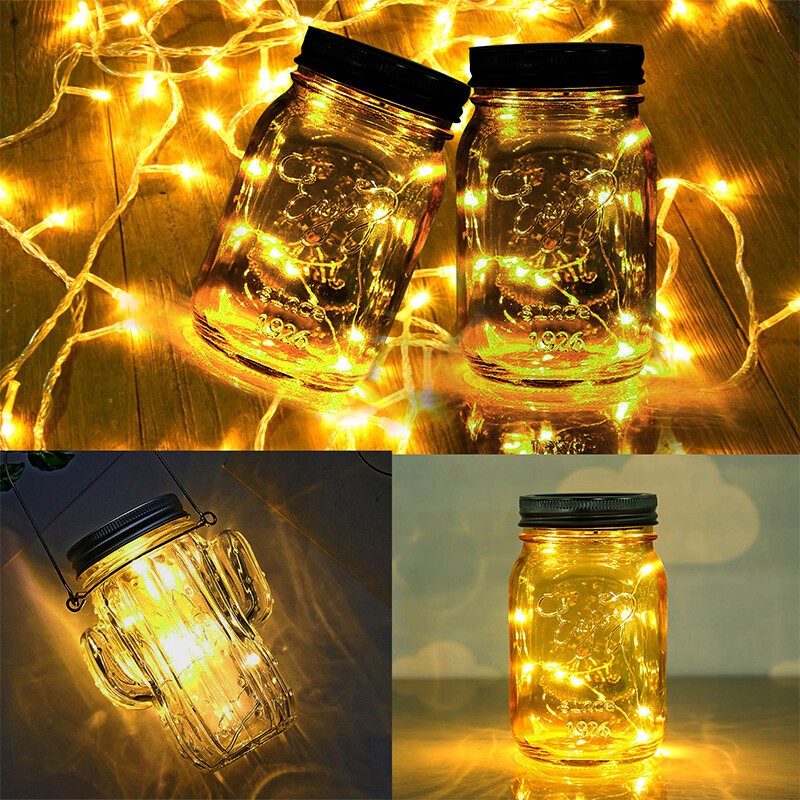 6 Pack Solar Mason Jar Lid Insert 20 LED Mason Jar String Lights for Glass Mason
