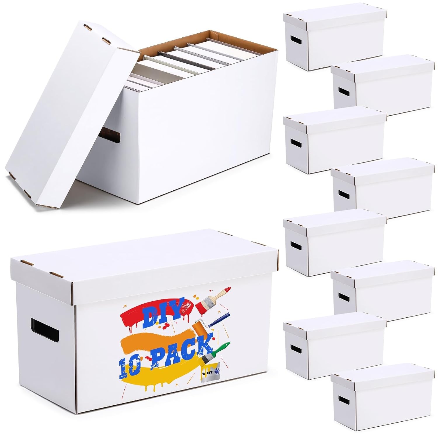 Fuyoooo 3 Pack Comic Book Storage Boxes, Holds 150-175 Comics, 15.4 x 7.5 x 11.4