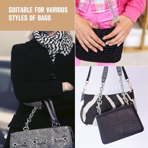 2 Pcs Silver Bag Extender Purse Strap Extender 4.7 Inch Strap Extender for