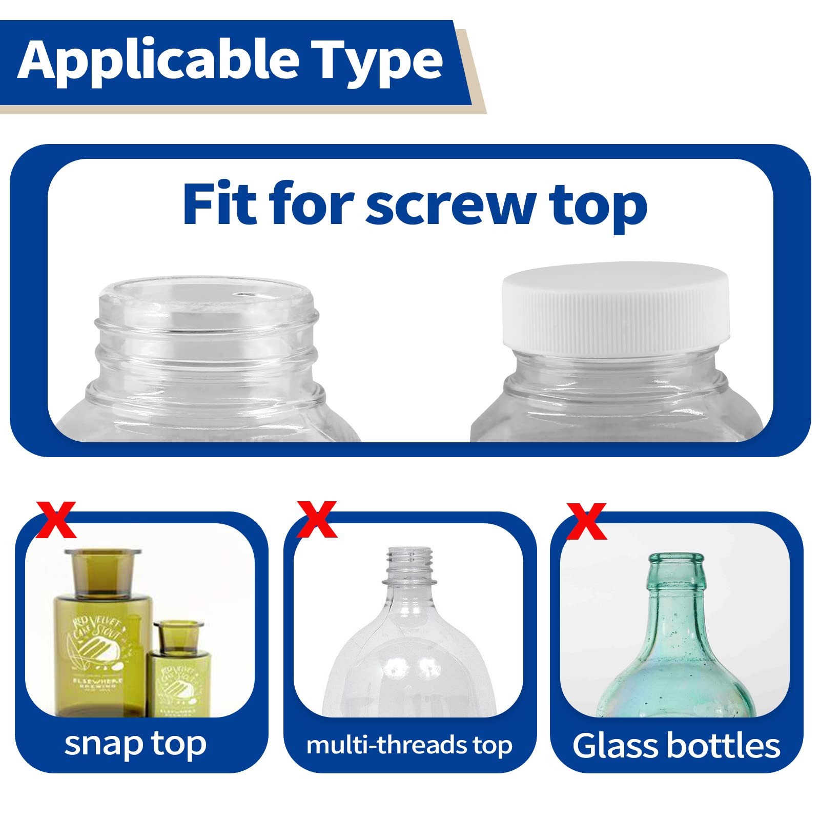6Pcs 53Mm Water Bottle Caps, Water Jug Caps Screw Top for 3 or 5 Gallon Jugs