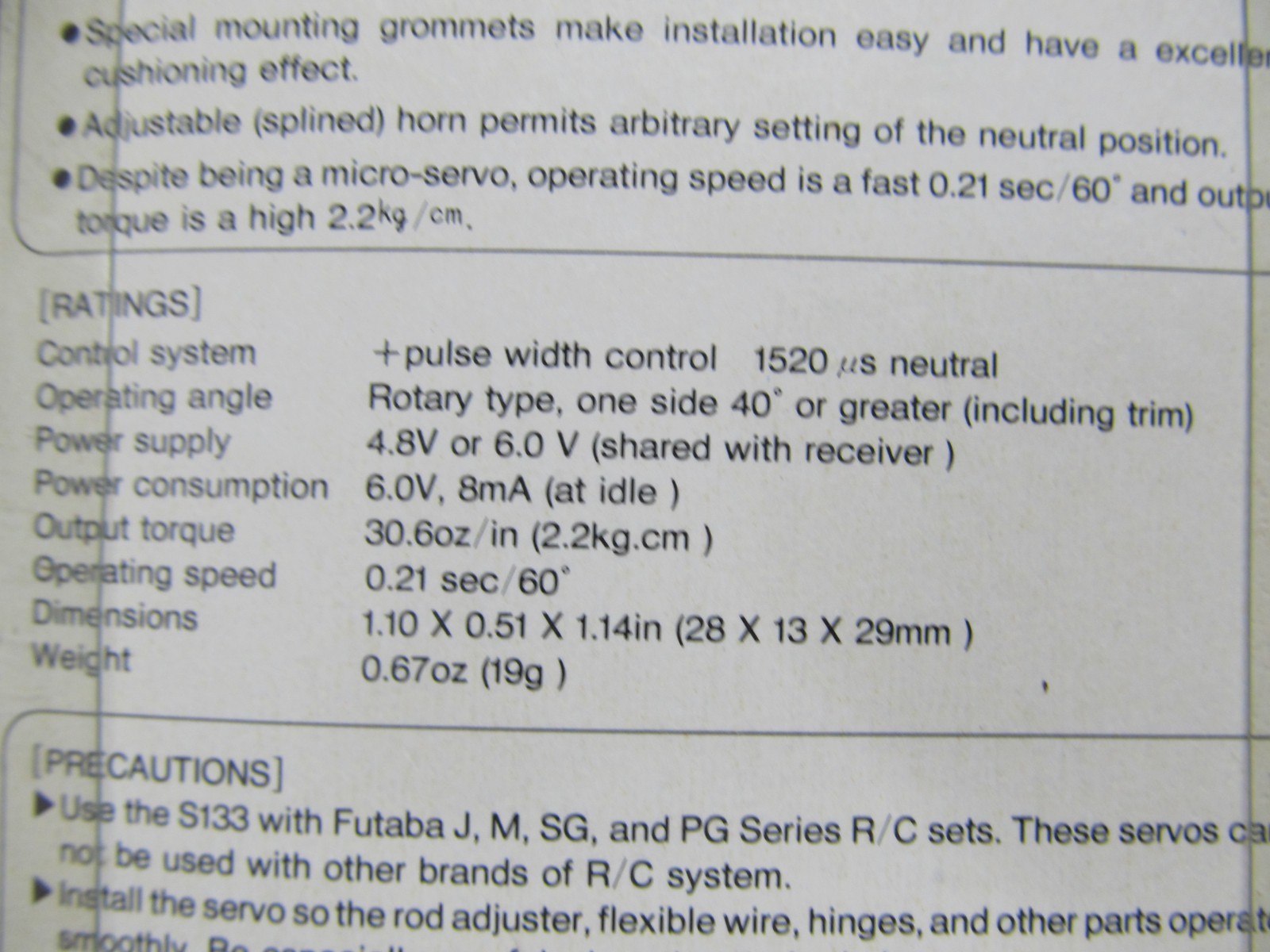 Three Futaba FP-S133 Micro Servos
