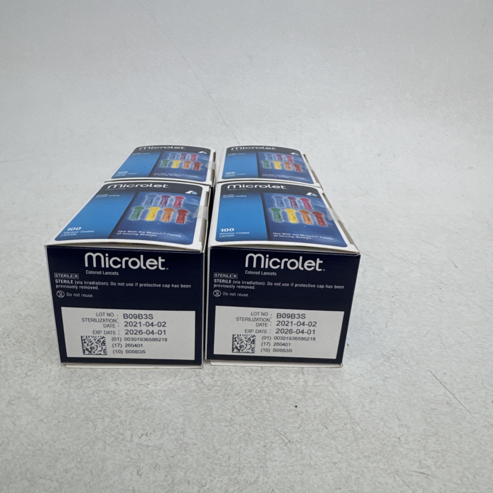 Bayer Microlet Colored Lancets - 400ct (4 Boxes) - Exp. 01/26 NEW