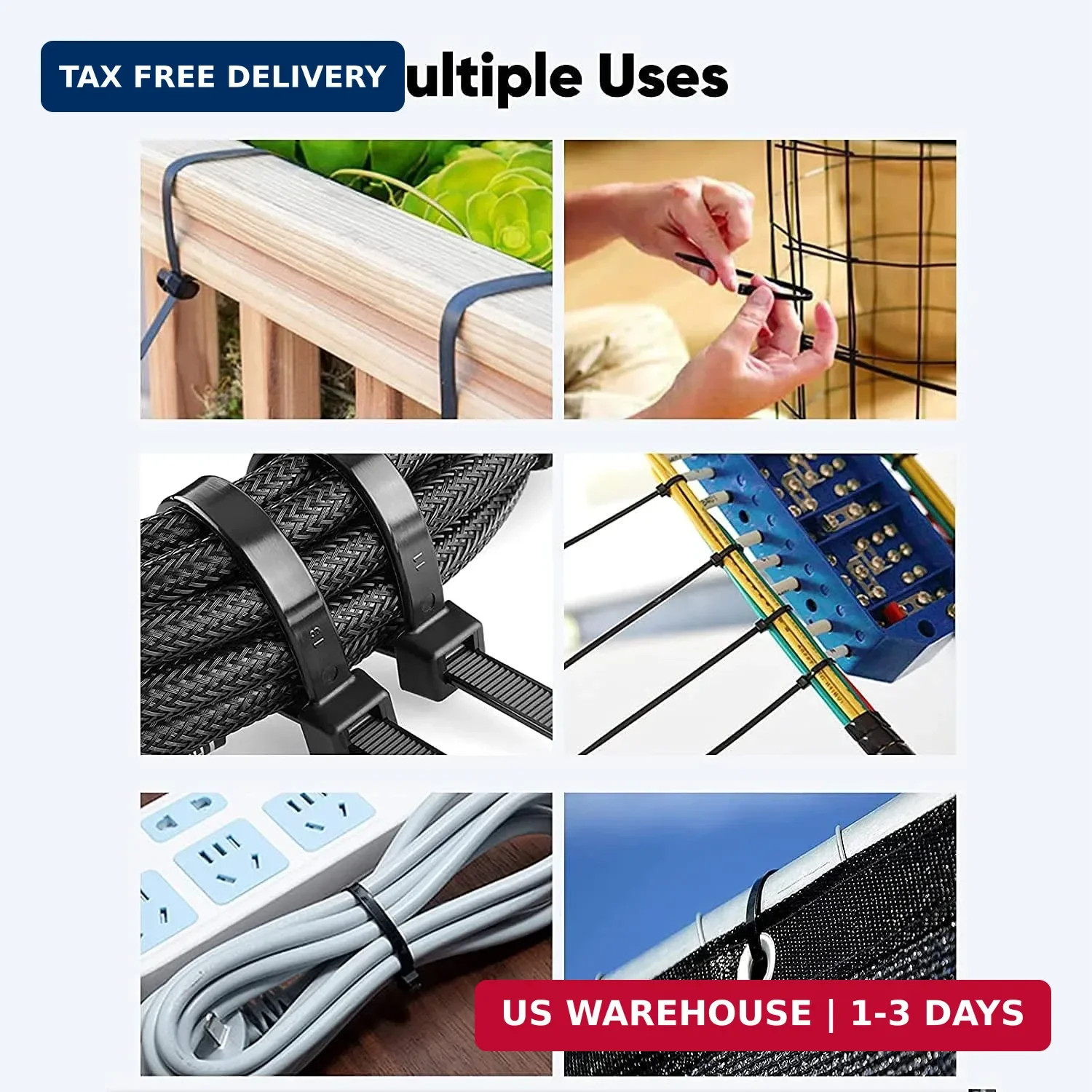 Cable Zip Ties,400 Pack Black Zip Ties Assorted Sizes 12/8/6/4 Inch,Multi-Purpos