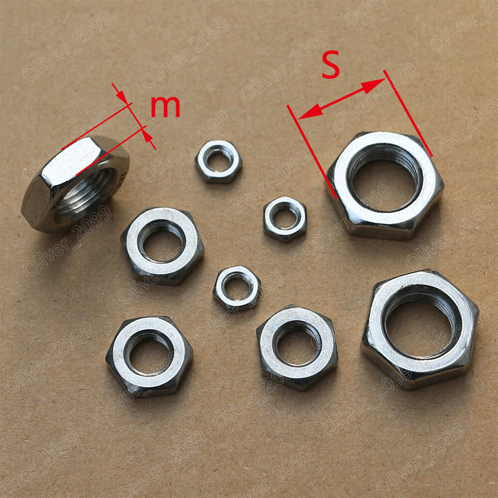 304 Stainless Steel Select Size M2 - M16 Thin Hex Nuts Right Hand Fine Thread