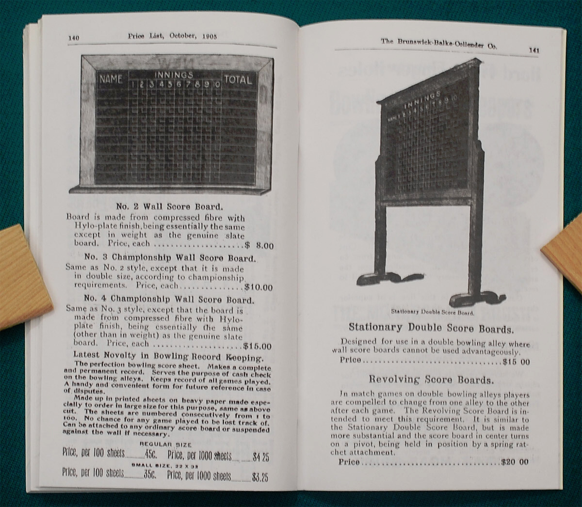 Reproduction of Rare 1905 BBC Billiard Price List/Catalog No. 1488